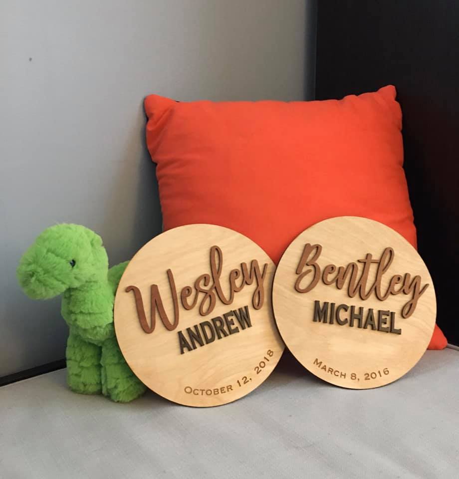 3d Wooden Name Signs- Round